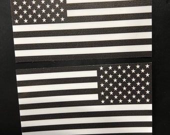 Stickers American flag decals PAIR of black and white 3”x5” weatherproof adhesive vinyl professionally printed