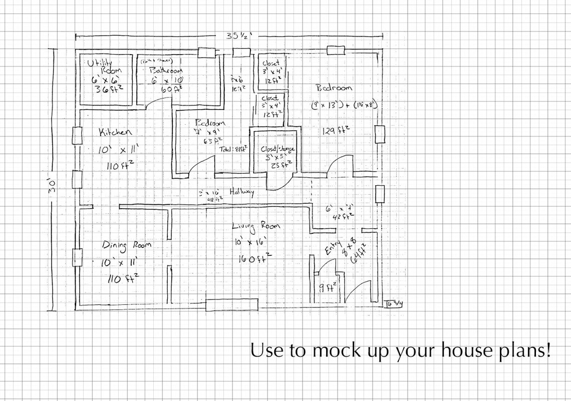 24x36 GRAPH PAPER multiuse DIY projects garden planning Etsy