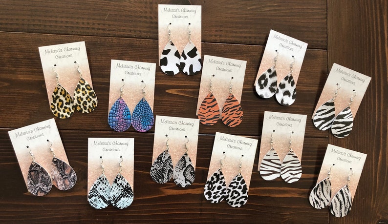 Black and White Double-Sided Faux Leather Dangle Earrings