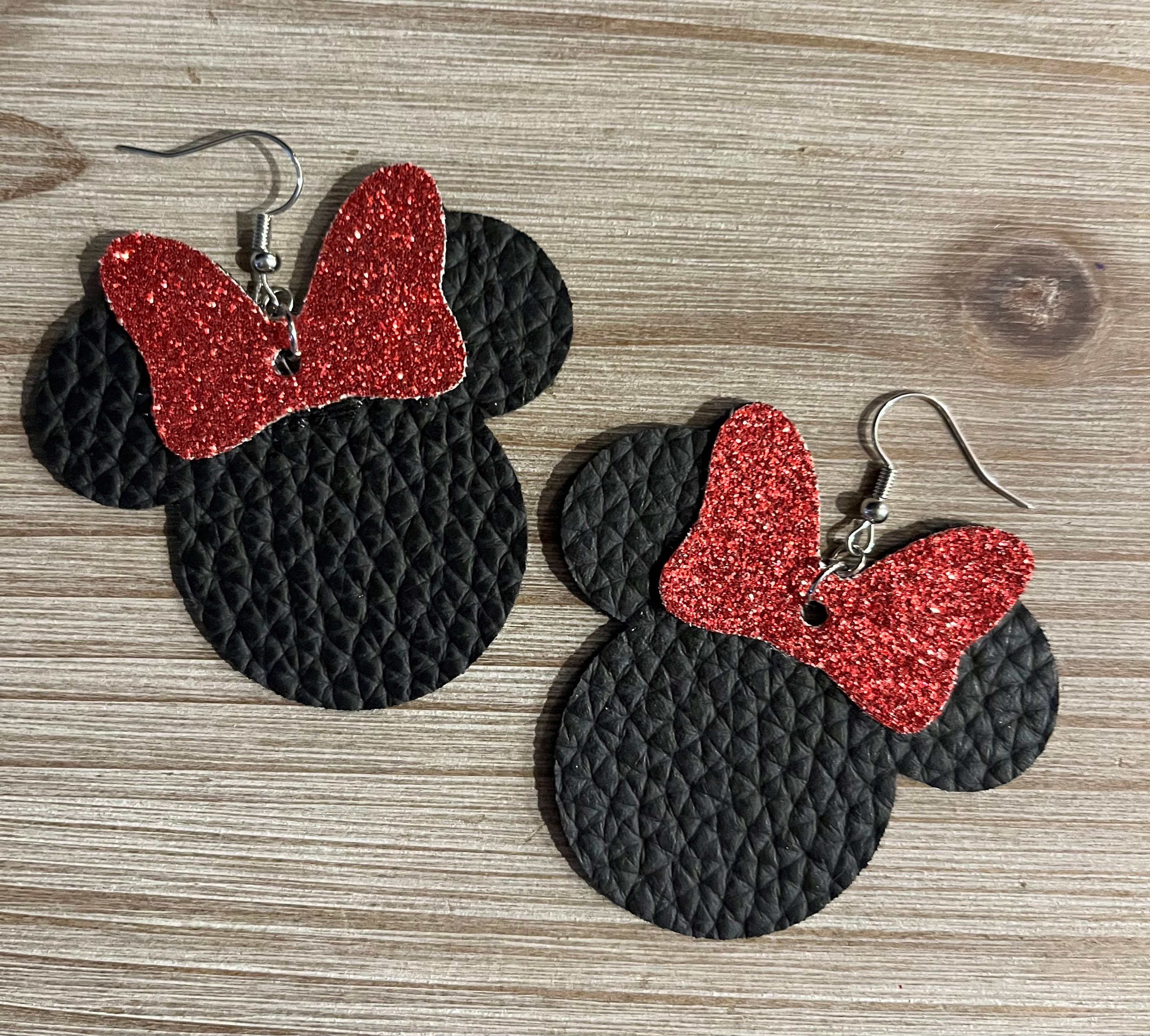 Mickey mouse leather earrings discount