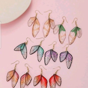 Handmade Butterfly Wing Earrings, Gold foil Butterfly Earrings, Resin Fairy Wing Earring, Butterfly Jewelry, Birthday Christmas Gift For Her