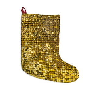 Medias navideñas con diseño de lentejuelas doradas