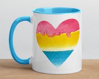 Pansexual Pride Heart Pan Pride Rainbow 11 oz Ceramic Coffee Tea Mug | Pan Pride Mug, Pansexual Pride Mug LGBTQIA Pride  Mug, Pride Ally Mug