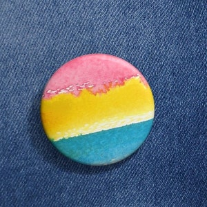 Pansexual Pride Flag Pan Pride Watercolor 1.25 in. Pinback Button | Pan Pride Pins/Buttons, Pansexual Pride Flags Pin/Button LGBTQ+ Ally Pin
