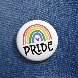 Cute Boho LGBTQ+ Pride Rainbow 1.25 in. Pinback Button | LGBTQ+ Pride Pin/Button, Pride Rainbow Ally Pin/Button, LGBTQ+ Ally Pin/Button