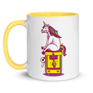 Funny Pooping Unicorn | Unicorn Soft Serve | Naughty Unicorn | Unicorn Lover 11 oz. Ceramic Mug with Color Accents