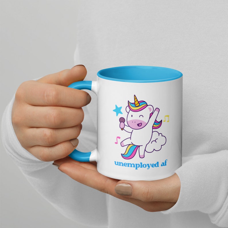 Unemployed AF Cute Kawaii Unicorn 11 oz Ceramic Coffee Tea Mug Unemployed Mug/Gift, Gift for Unemployed/Laid Off Funny Unemployed Mug image 5