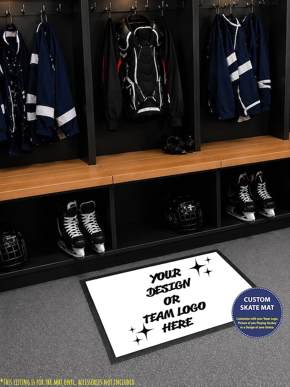 Custom Hockey Skate Mat, Personalized Locker Room Decor, Team Logo Design