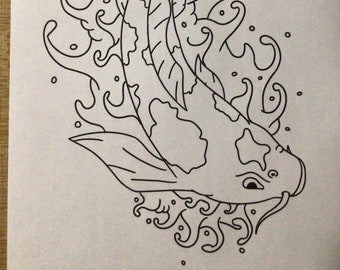 koi fish coloring etsy