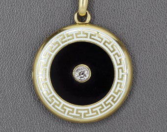French Victorian 18k Gold Enameled Locket