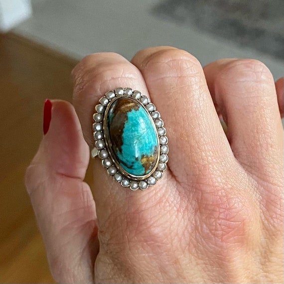 Antique Turquoise Statement Ring - image 5