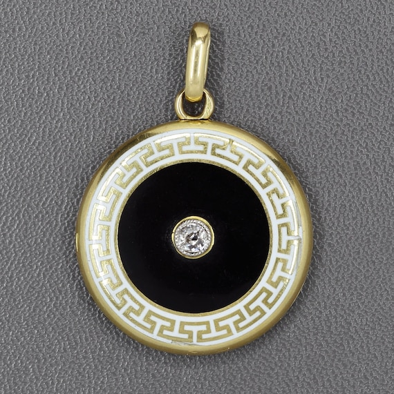 French Victorian 18k Gold Enameled Locket - image 1