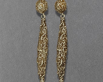 Retro 14k Brutalist Drop Earrings