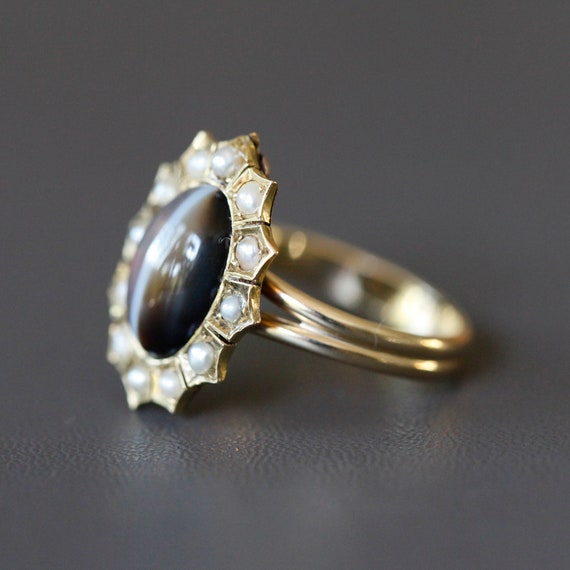 Banded Agate Halo Conversion Ring - image 2