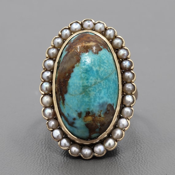 Antique Turquoise Statement Ring - image 1