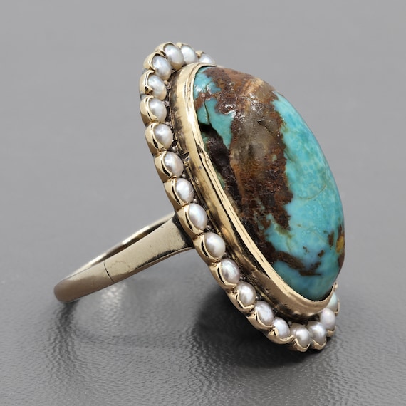 Antique Turquoise Statement Ring - image 3