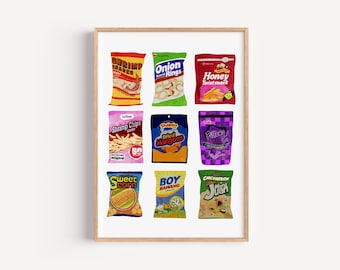 Asian Snacks Art Print: Food Poster, Colorful Wall Art
