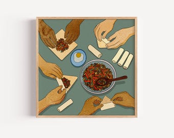 Filipino Lumpia, Wall Art, Print, Food Poster, Gifts, Asian