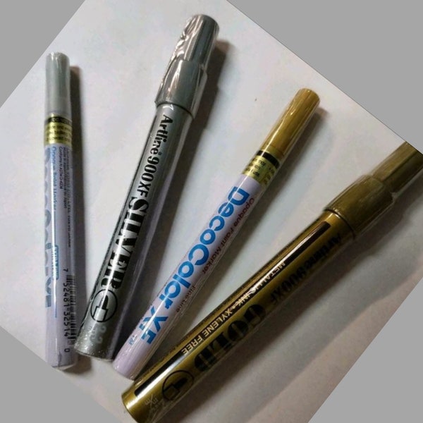 DecoColor , Artikel, Permanent Marker Silber und Gold, verschiedene Strichstärken, Deko, Verzieren, Beschriften