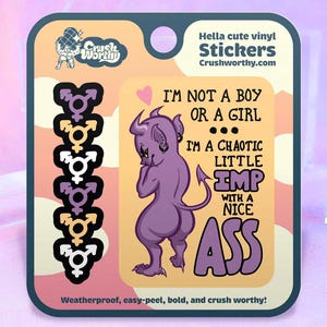 Chaotic Non-binary Imp Sticker | Queer LGBTQ+ Pride Art | Mature