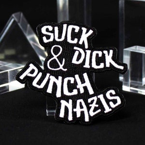 Suck D*ck & Punch Nazis-patch | Linkse queerpunk cadeau | Volwassen