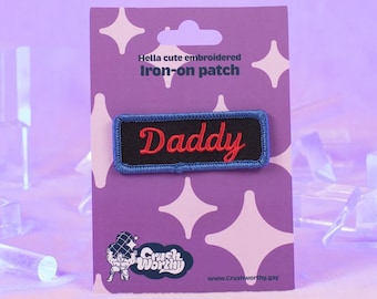 Daddy Mechanic Patch, Funny Gay Gift, Masc Iron On Embroidery, Bear Name Tag Mature