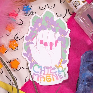 Halfglanzende sticker met kuikenmagneet
