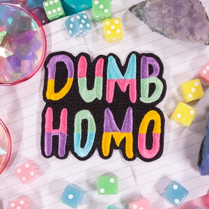 Dumb Homo Patch | Funny Gay Gift Iron On Embroidery | Mature