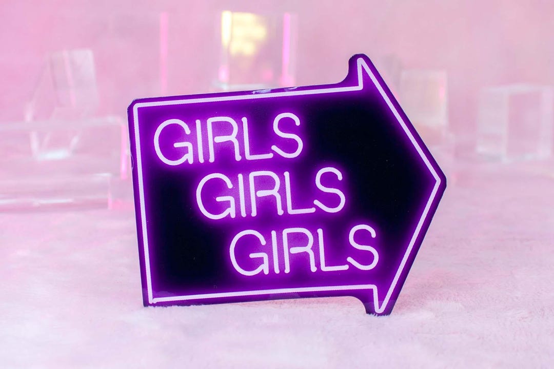 Girls Girls Girls Neon Sign Glossy Sticker | Funny Lesbian Stickers - Etsy