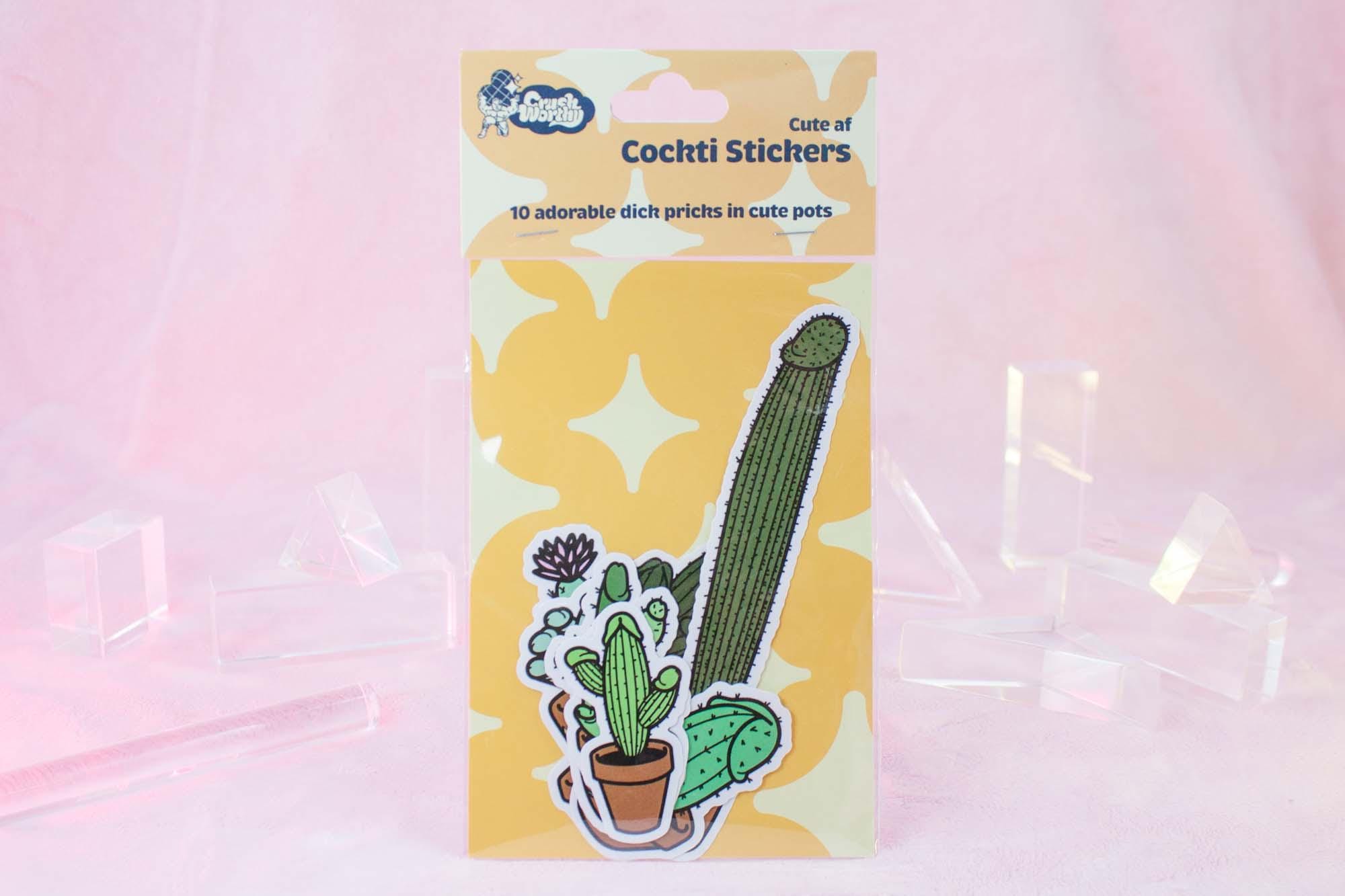 Dick Cactus Gloss Vinyl Sticker 10 Pack, Cactus Penis Stickers, Dick Prick Art, Hard Peen Succulent Gift Mature