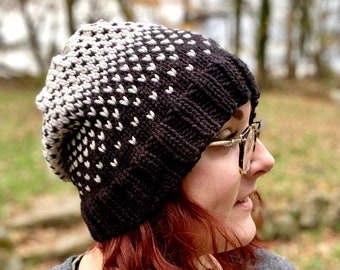 Ombre Fair Isle Slouchy Knit Beanie