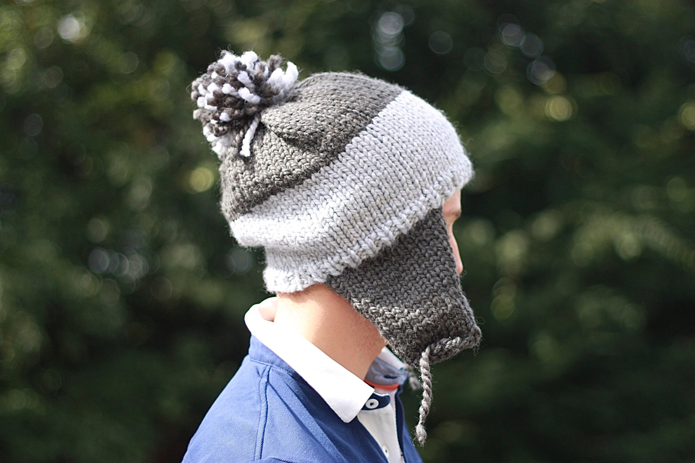 Two-toned Super Bulky Knit Earflap Hat - Etsy display picture 2