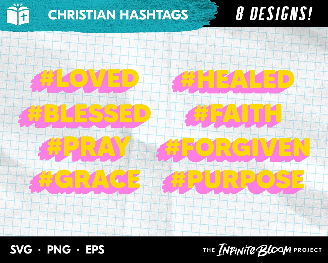 Christian Hashtags SVG Bundle, Scripture Faith Bible Verse Quote SVG