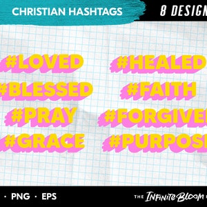 Christelijke hashtags SVG-bundel, Schriftgeloofbijbel Vers Citaat SVG-bundel, clipart SVG-bestanden voor cricut