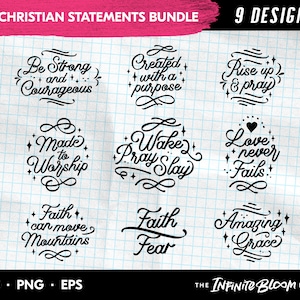 Hand Lettering Scripture SVG Bundle, Christian Faith Bible Verse Quote SVG Bundle, Jesus clipart SVG files for cricut