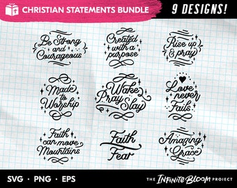 Hand Lettering Scripture SVG Bundle, Christian Faith Bible Verse Quote SVG Bundle, Jesus clipart SVG files for cricut