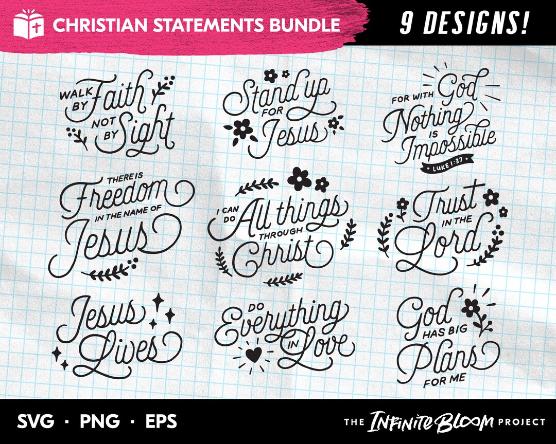 Hand Lettering Scripture SVG Bundle, Christian Faith Bible Verse Quote ...