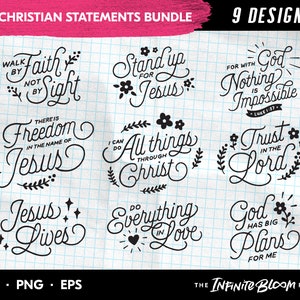 Hand Lettering Scripture SVG Bundle, Christian Faith Bible Verse Quote SVG Bundle, Jesus clipart SVG files for cricut