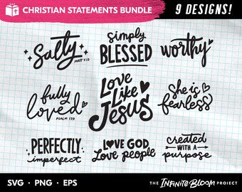 Scripture SVG Bundle, Christian Faith Bible Verse Quote SVG Bundle, Jesus clipart SVG files for cricut