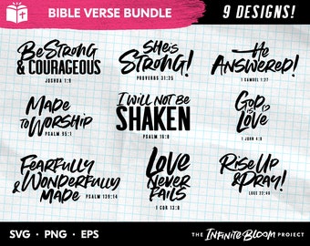 Scripture SVG Bundle, Christian Faith Bible Verse Quote SVG Bundle, Jesus svg files for cricut