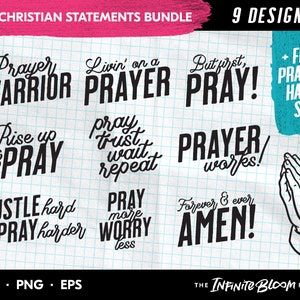 Prayer Quotes SVG Bundle, Christian Faith Bible Verse Quote SVG Bundle, Pray More Worry Less clipart SVG files for cricut