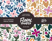 Floral Digital Paper Bundle, Seamless Floral Pattern,  for Digital Scrapbooking, Invitations, Wedding, Planners, Commercial Use