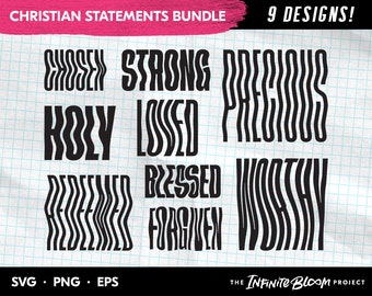 Christian Statements SVG Bundle, Scripture Faith Bible Verse Quote SVG Bundle, Blessed Chosen Loved clipart SVG files for cricut