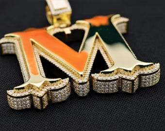 Iced Out Initial Letter Pendant Necklace 3d Alphabet letter custom Hip hop jewelry