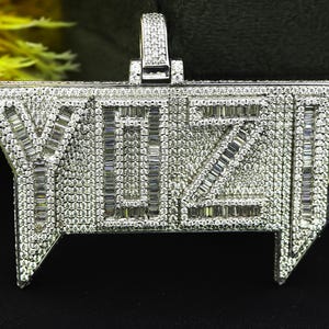 Pingente de moissanite VVS personalizado, colar com nome em gelo, pingente de moissanite com corte redondo e baguette, joias personalizadas de hip-hop, presente de luxo