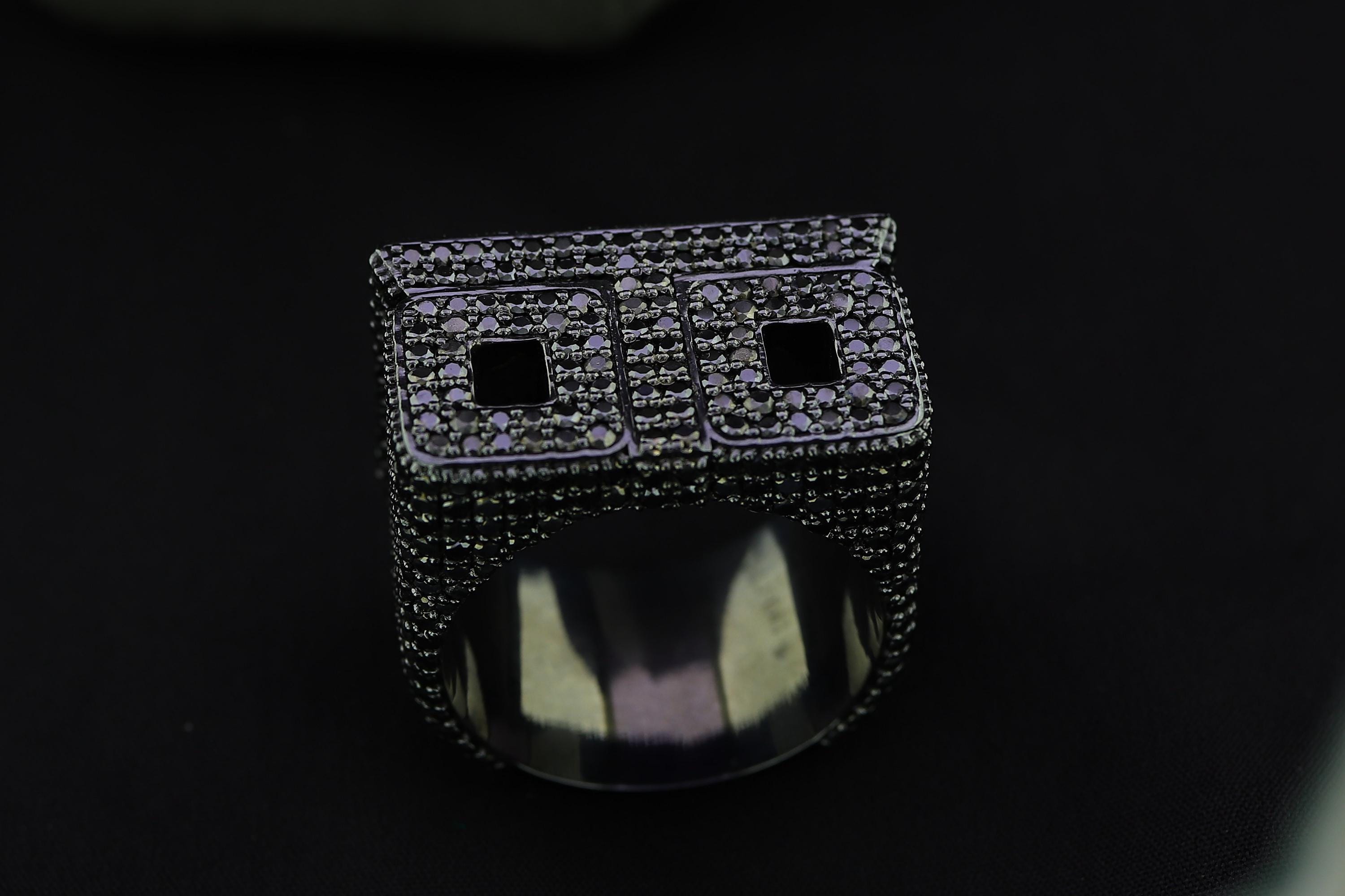 Black Rapper Rings Black Moissanite Iced Out Personalized Name Rings for Men Luxury Hip ...