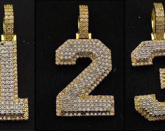 Moissanite Lucky Number Pendant, Custom 925 Silver Hip-Hop Necklace