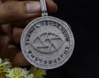 Iced Out Moissanite-medaillonhanger, verguld 925 zilver, hiphopsieraden