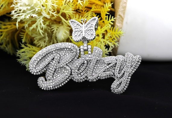 Custom Cursive Moissanite Pendant, VVS Diamond Hip Hop Jewelry