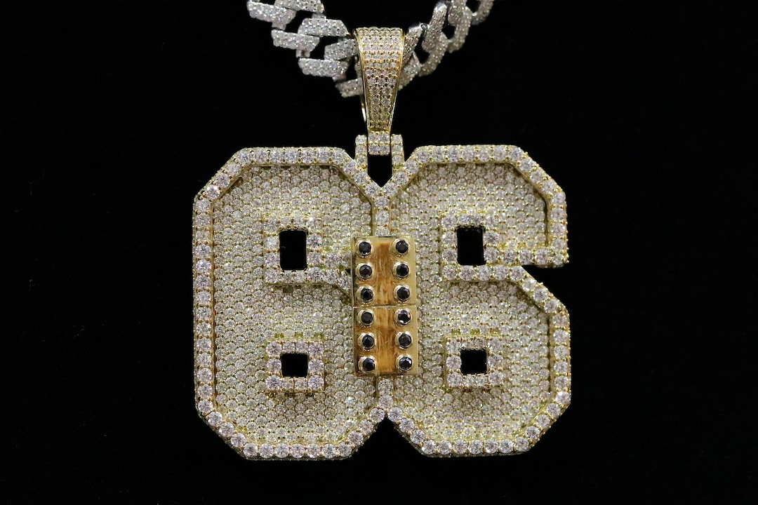 Rapper Pendant Numbers Moissanite Custom Number Pendant Necklace, Sterling Silver Hip Hop ...
